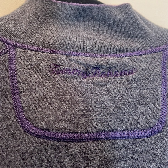 Tommy Bahama Purple & Gray Reversible Half-Zip Sweatshirt Size Large - Picture 7 of 8